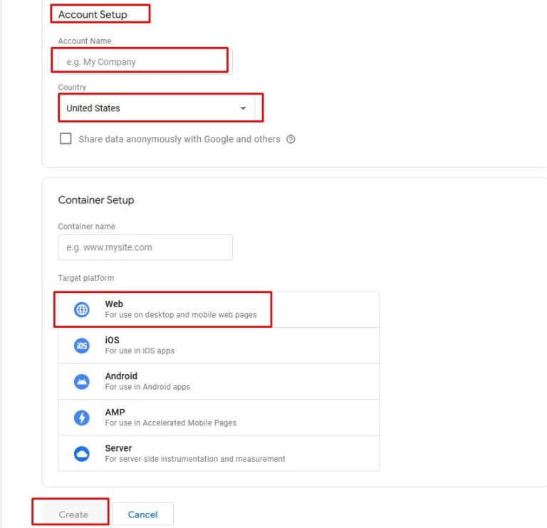 GTM account Creation